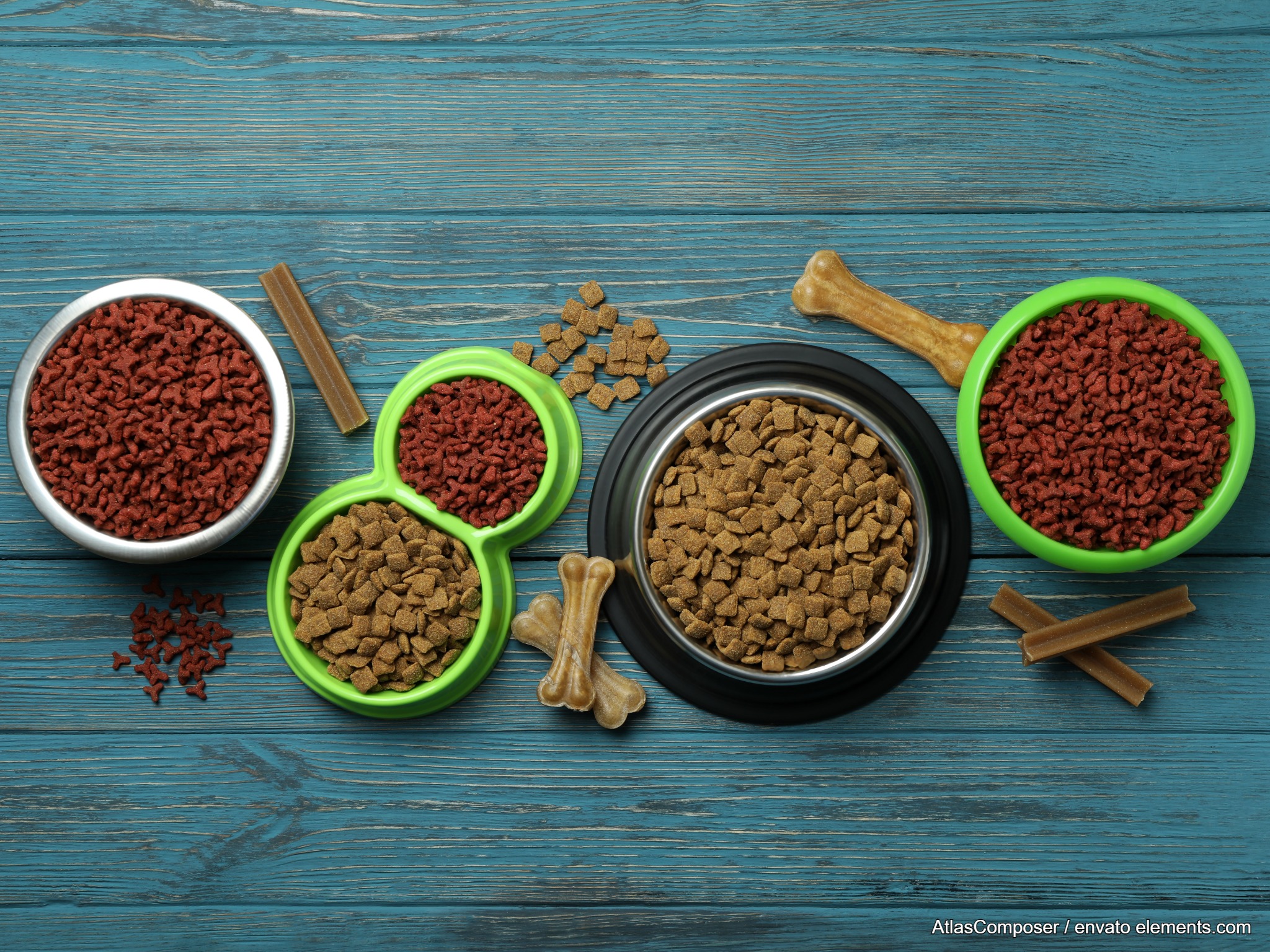 Hundefutter und Kaustangen